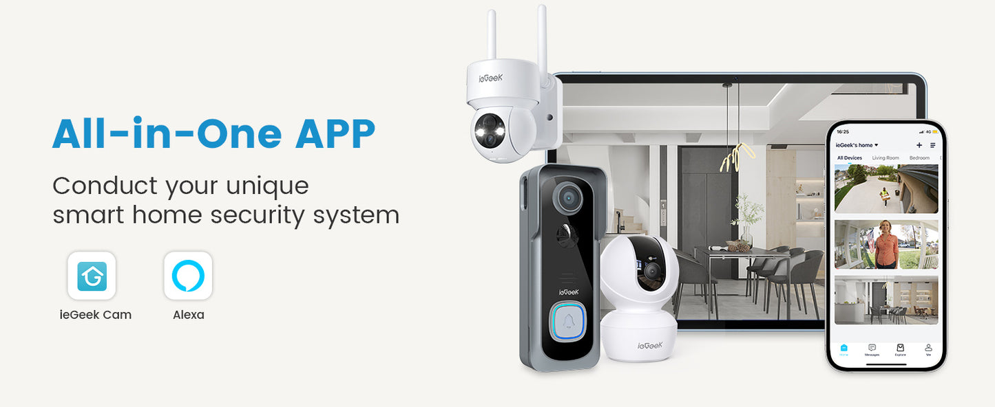 ieGeek 2K Wireless Doorbell Camera Smart WiFi Doorbell with Chime AI PIR Motion Detection