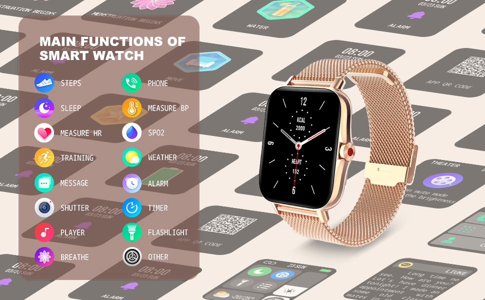 Smart Watch for Women Call Dial Fitness Tracker Heart Rate Sleep Monitor Pedometer