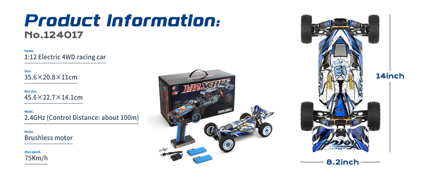 WLtoys 124017 V2 1/12 Brushless RC Car 75kmh