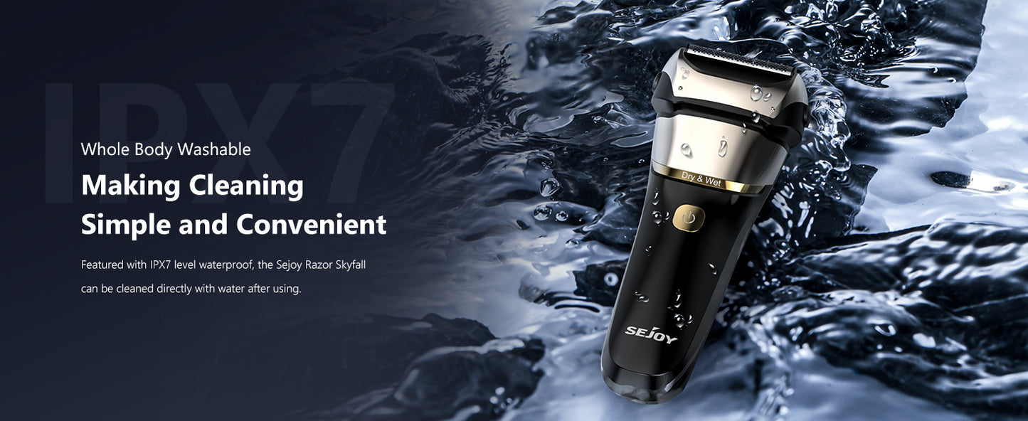 Sejoy Electric Razor for Men Wet Dry Foil Shaver 3-Blade 7500 RPM Motor