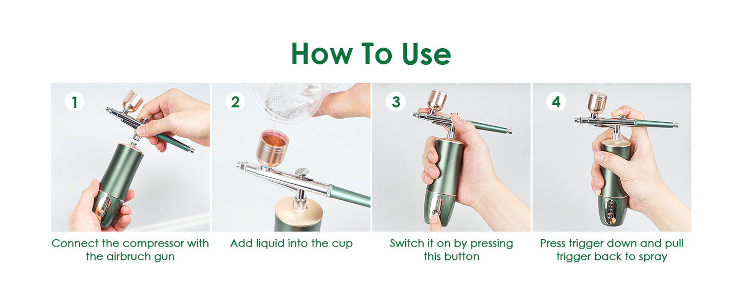 Portable Rechargeable Airbrush Kit with Compressor for Nail Art Makeup Paint