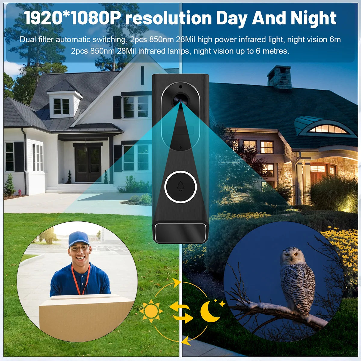 S7 1080P Wireless Video Doorbell Camera WiFi Smart Home Security IP66