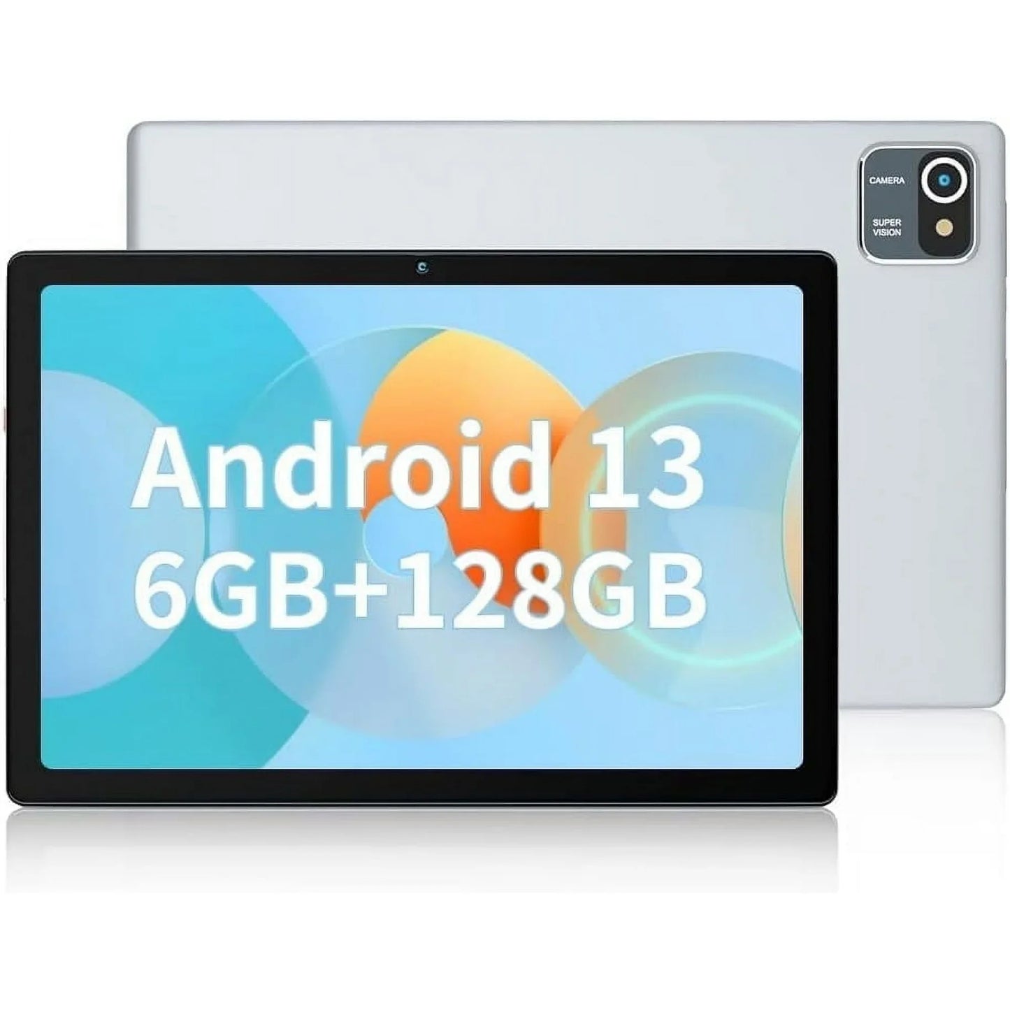 BESTSKI 10.1 Inch Tablet 6GB RAM 64GB ROM 128GB Expandable 5000mAh Dual Camera (Silver)