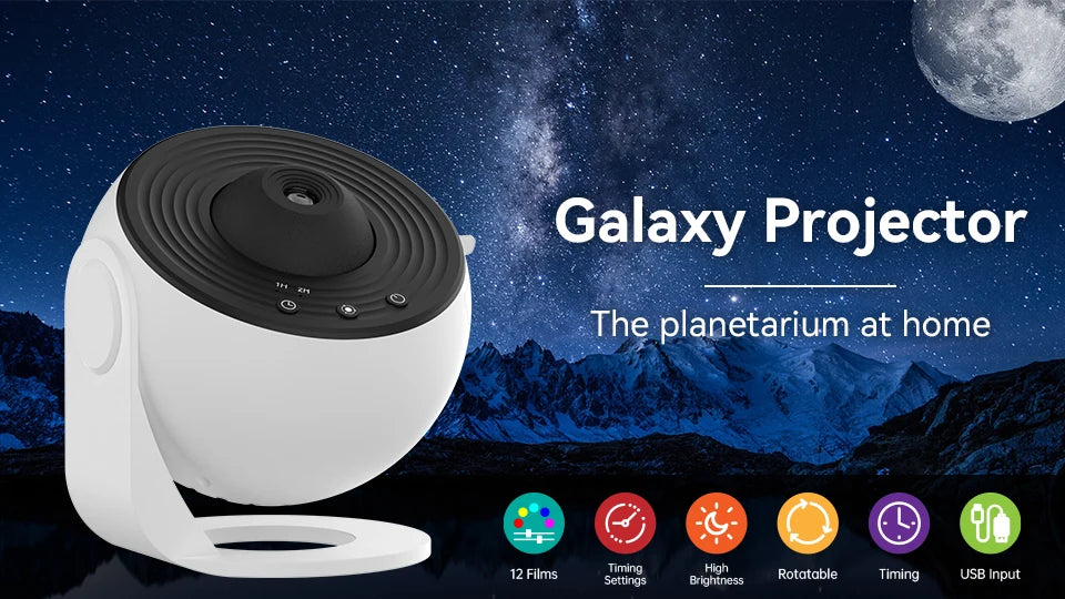 Galaxy Star Projector Night Light 360 Rotate Lamp