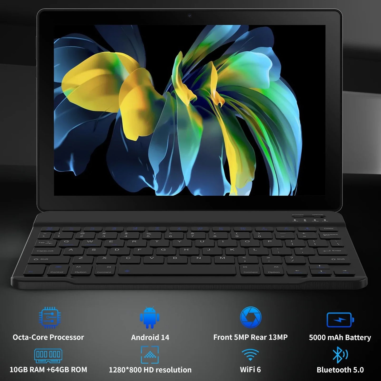 10 Inch Android 14 Tablet A523 Octa Core with 8GB RAM 64GB ROM 5000mAh Includes Keyboard and Mouse