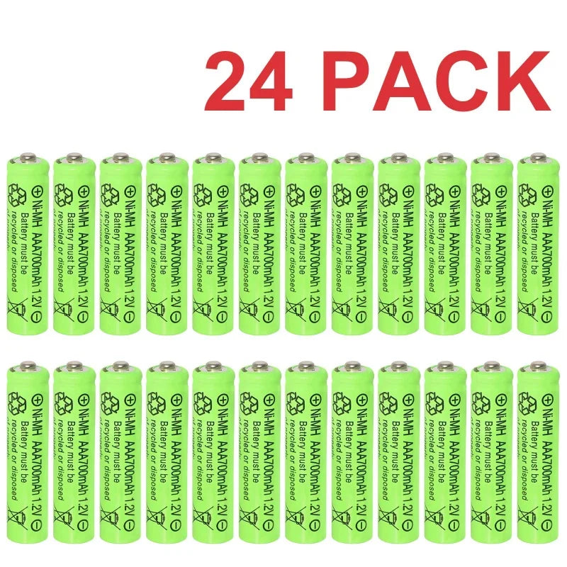 24-pack of AAA rechargeable batteries, 700mAh, 1.2V Ni-MH for solar use.