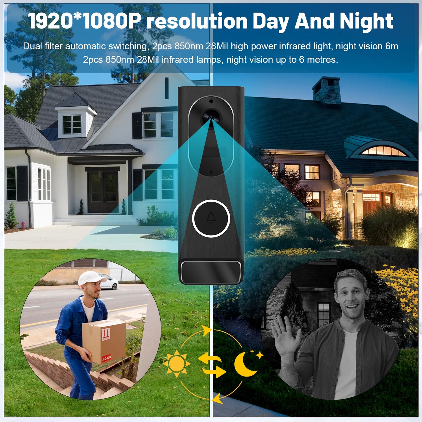 S7 1080P Wireless Video Doorbell Camera WiFi Smart Home Security IP66