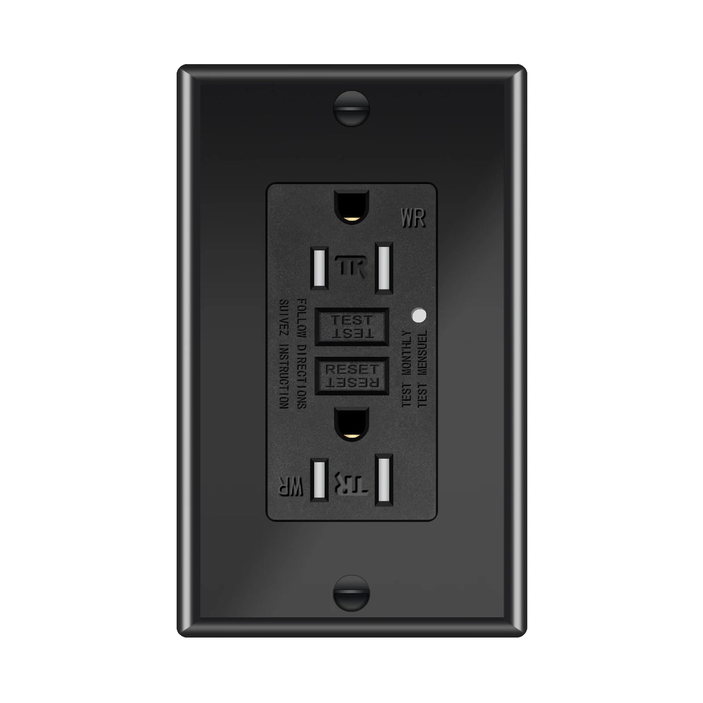 GFCI Outlet 15A 125V Black Tamper Resistant with LED
