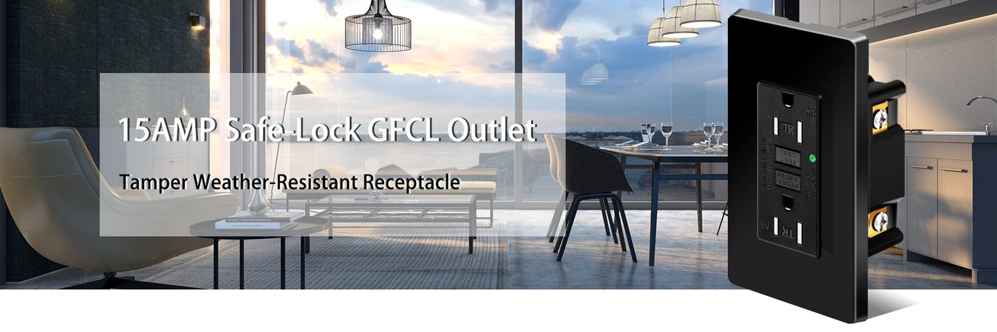 GFCI Outlet 15A 125V Black Tamper Resistant with LED