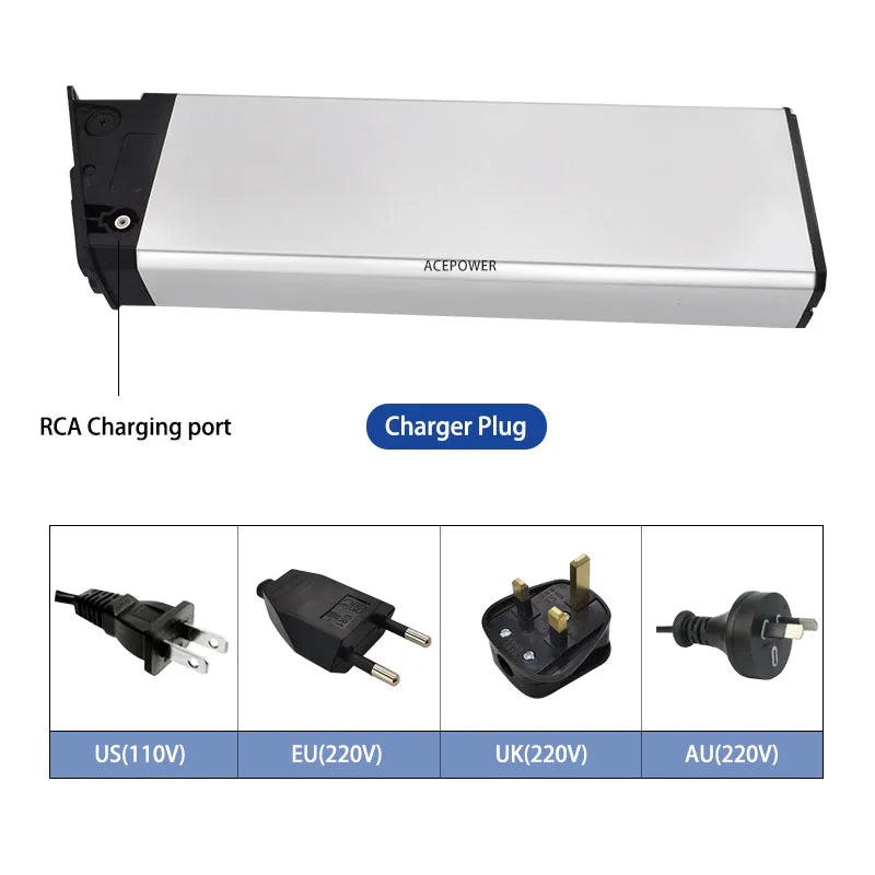 52V- 48V Replacement Battery for MATE X Bike DCH-009 w/3A Fast Charger