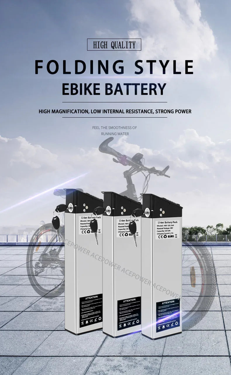 52V- 48V Replacement Battery for MATE X Bike DCH-009 w/3A Fast Charger