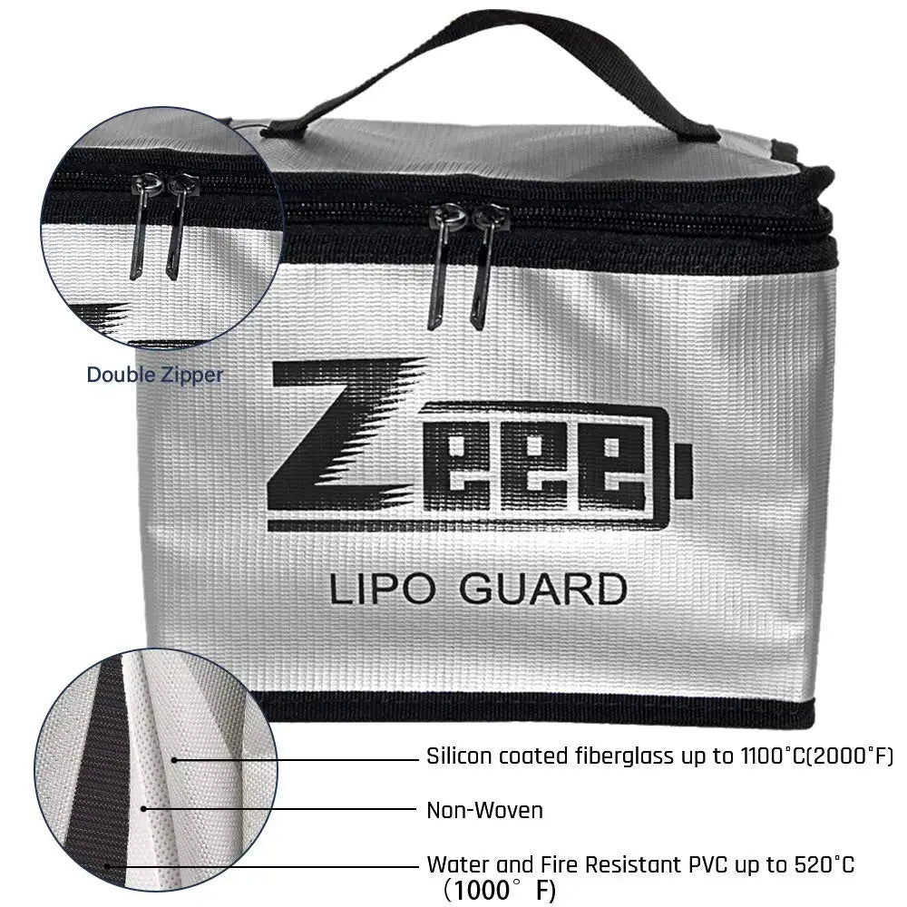 2pcs Zeee Fireproof Explosionproof Lipo Battery Safety Bags for RC Car Storage and Charging Protection