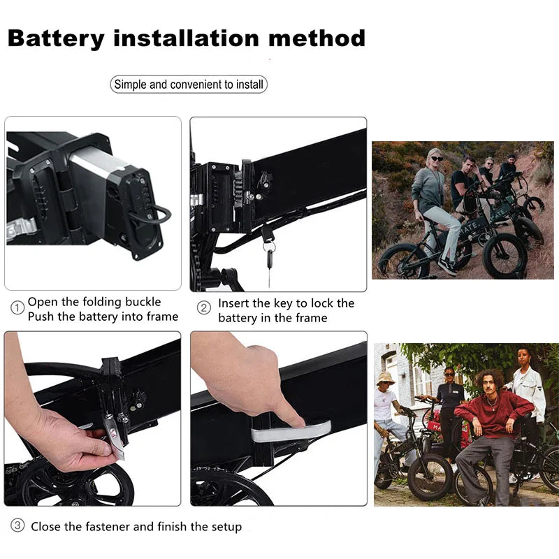 52V- 48V Replacement Battery for MATE X Bike DCH-009 w/3A Fast Charger