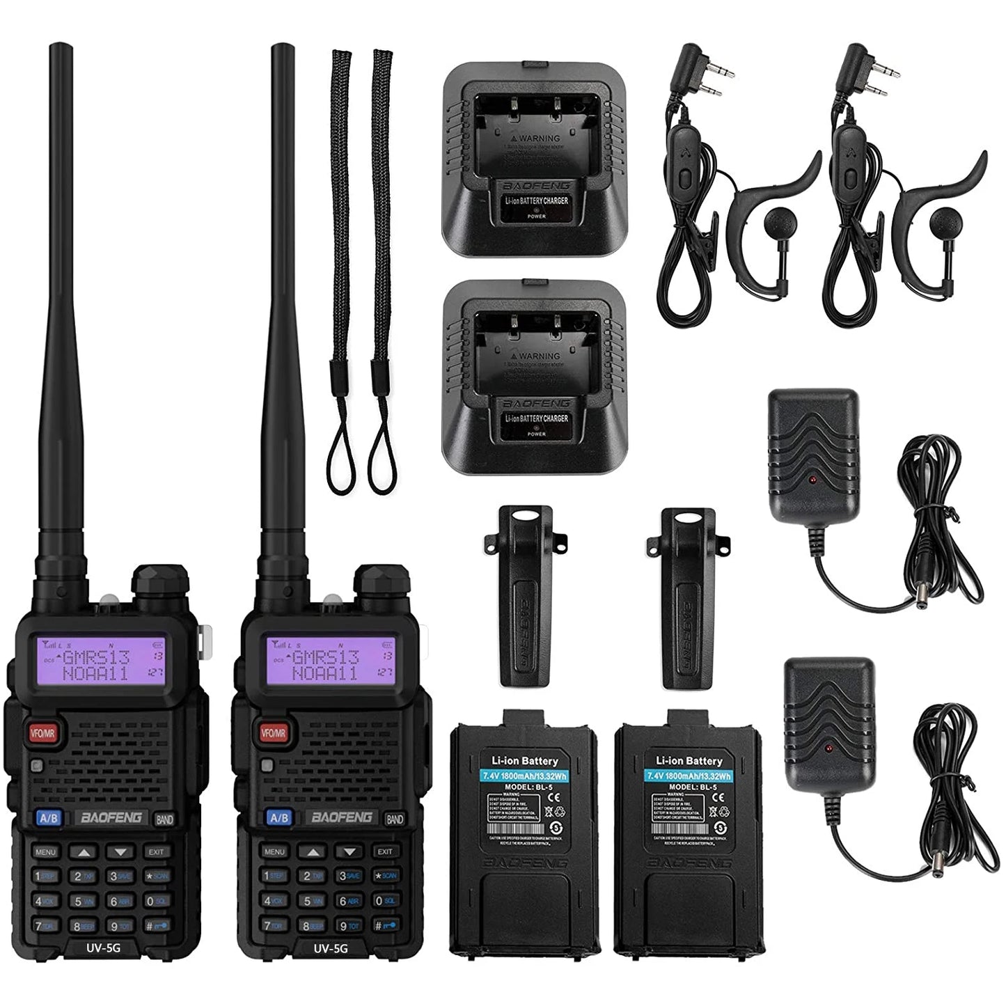 2PCS Baofeng UV-5G UV-5X GMRS Radio