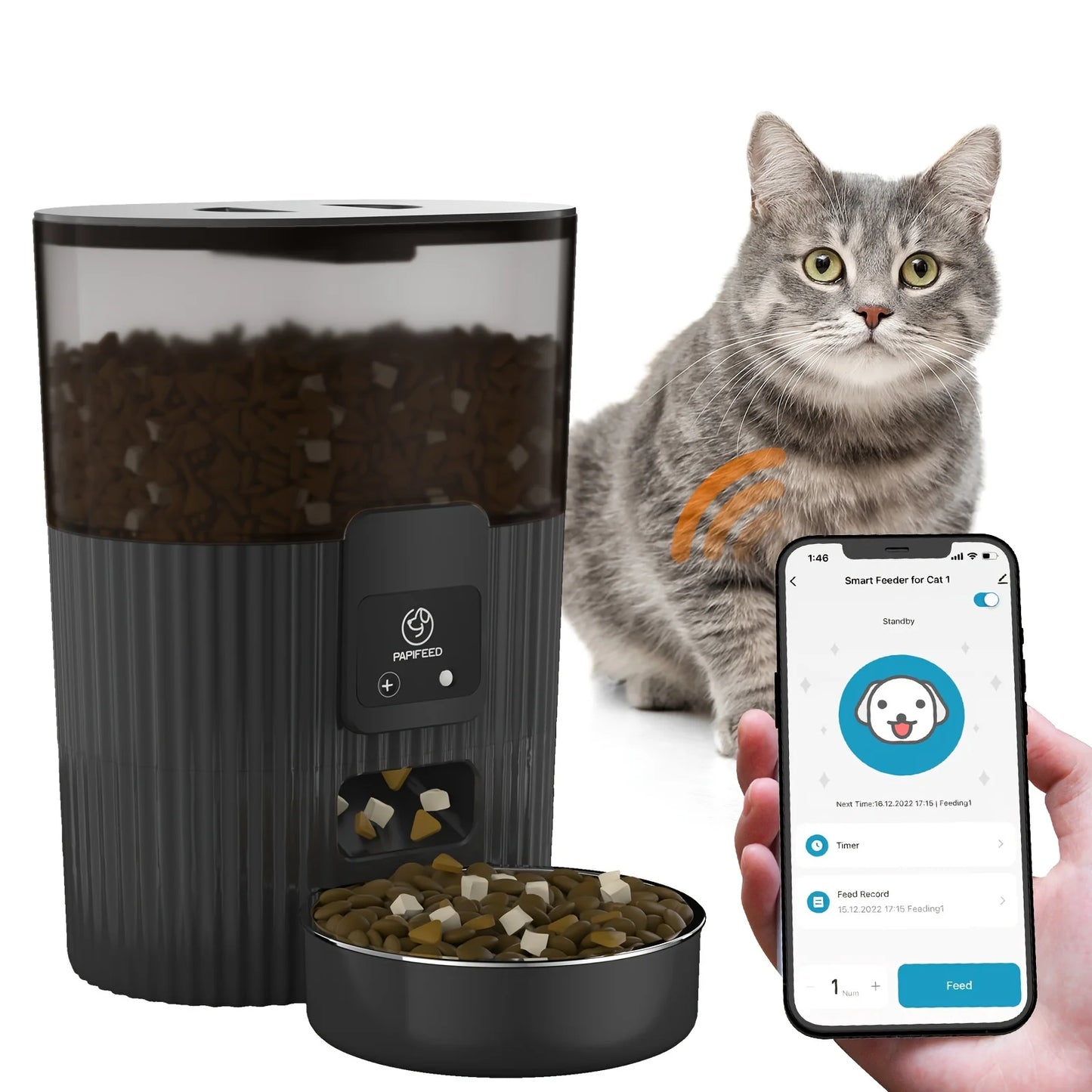 Smart Automatic Pet Feeder with WiFi Remote Control Pet Food Dispensing