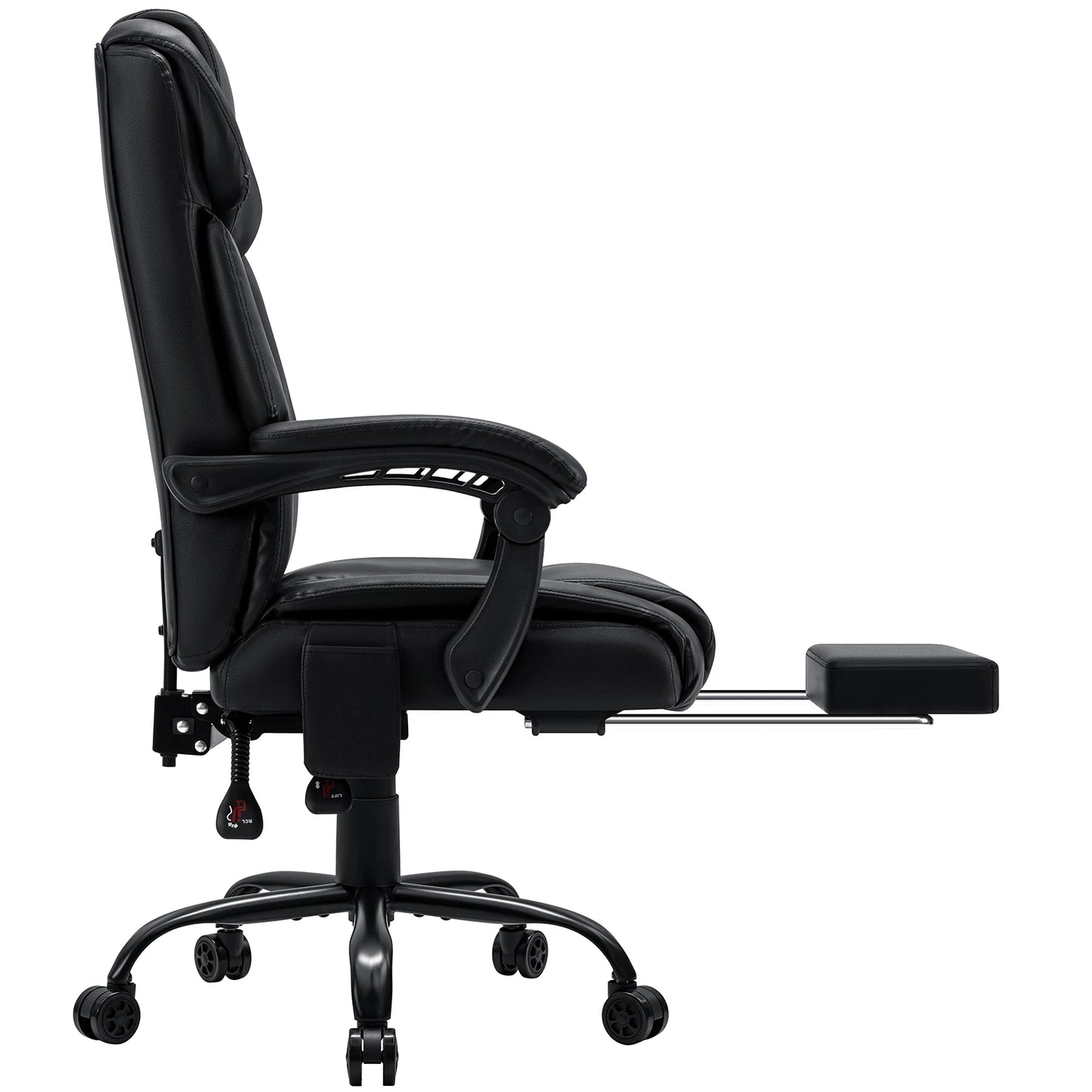 Black Massage Office Chair with Heat and Footrest Reclining