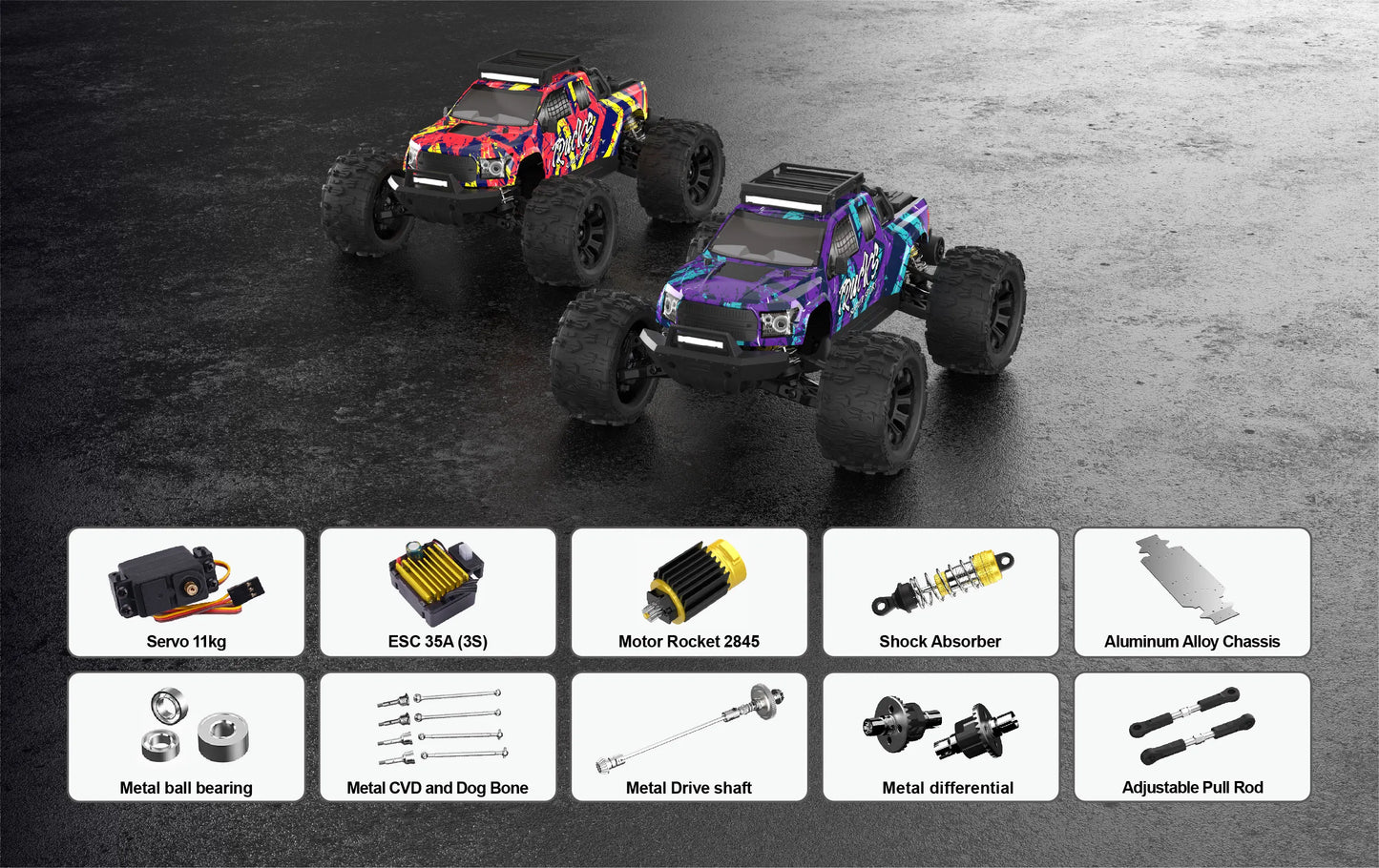 JIUSI PT14R MT14R 114 4WD RC Car 80kmh Brushless Off Road Truck
