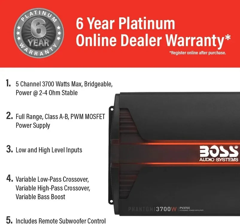 Good PV3700 5 Channel Car Stereo Amplifier – 3700 High Output,5 Channel, 2/4 Ohm Stable,Low/High Level Inputs,High/Low Pass Cros