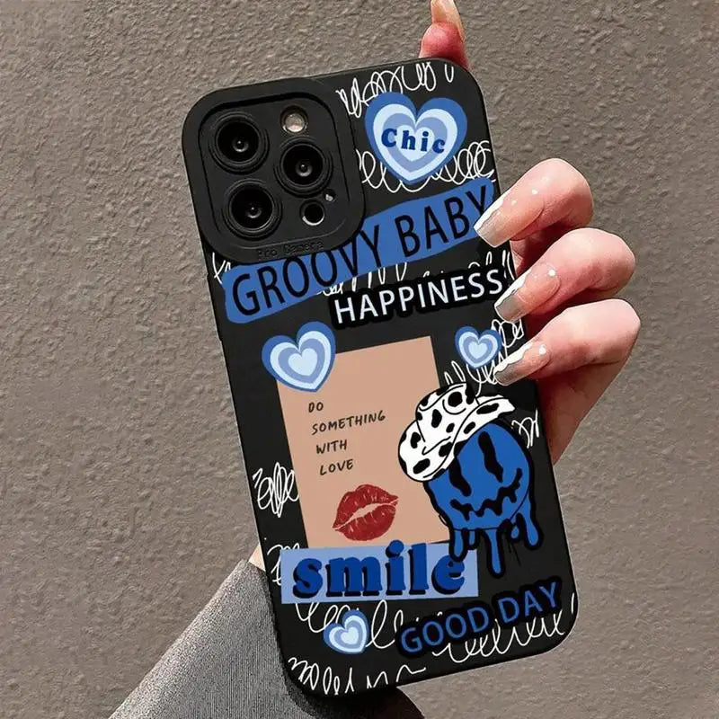Lips and letter pattern phone case for iPhone 16 Pro Max to 11.