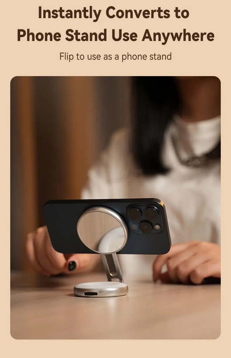 TELESIN 3-in-1 Magnetic Selfie Light with 360° LED Ring MagSafe Mirror and Phone Stand