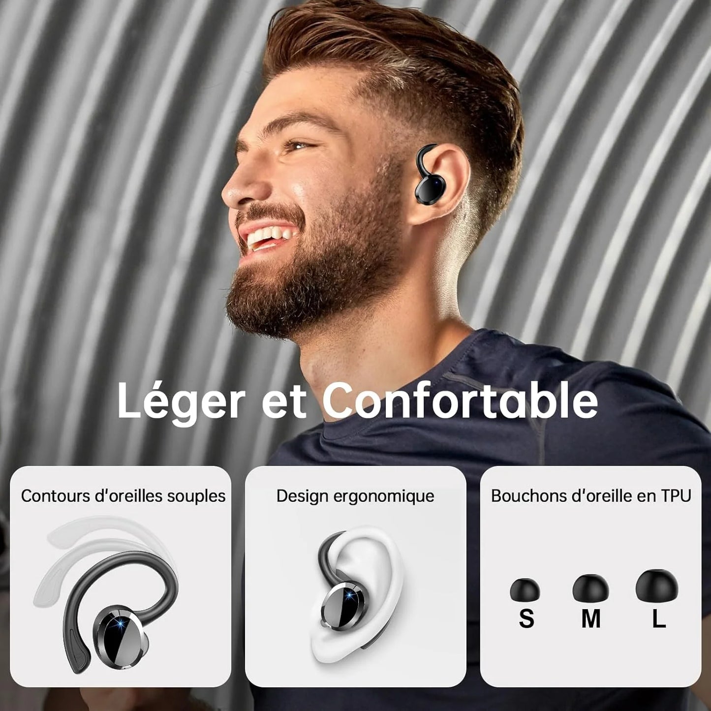 Wireless Bluetooth 5.3 Earbuds with Stereo Bass & 40H Playback IP7 Waterproof