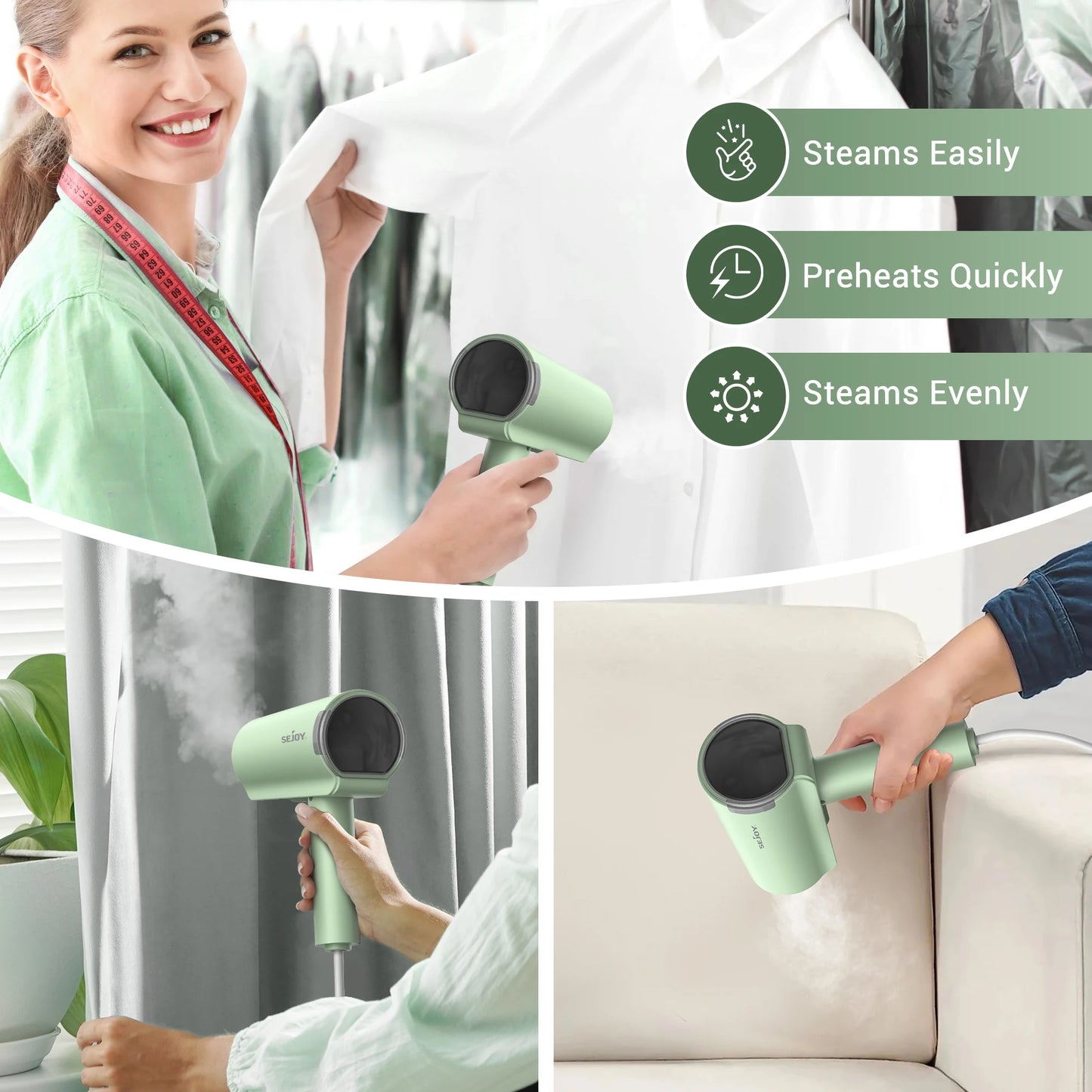 1000W Handheld Garment Steamer Portable Foldable Steam Cleaner
