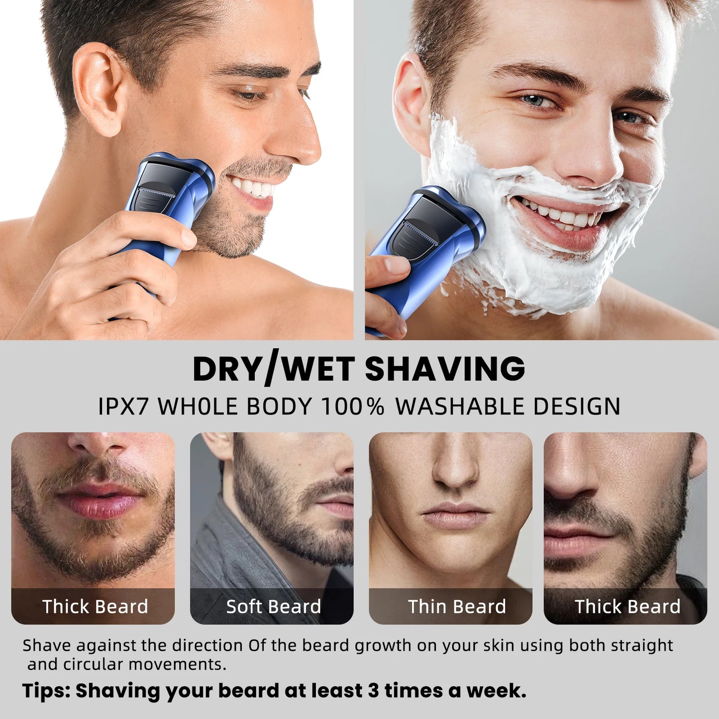 Sejoy Electric Razor for Men Rotary Rechargeable Travel Shaver Beard Trimmer