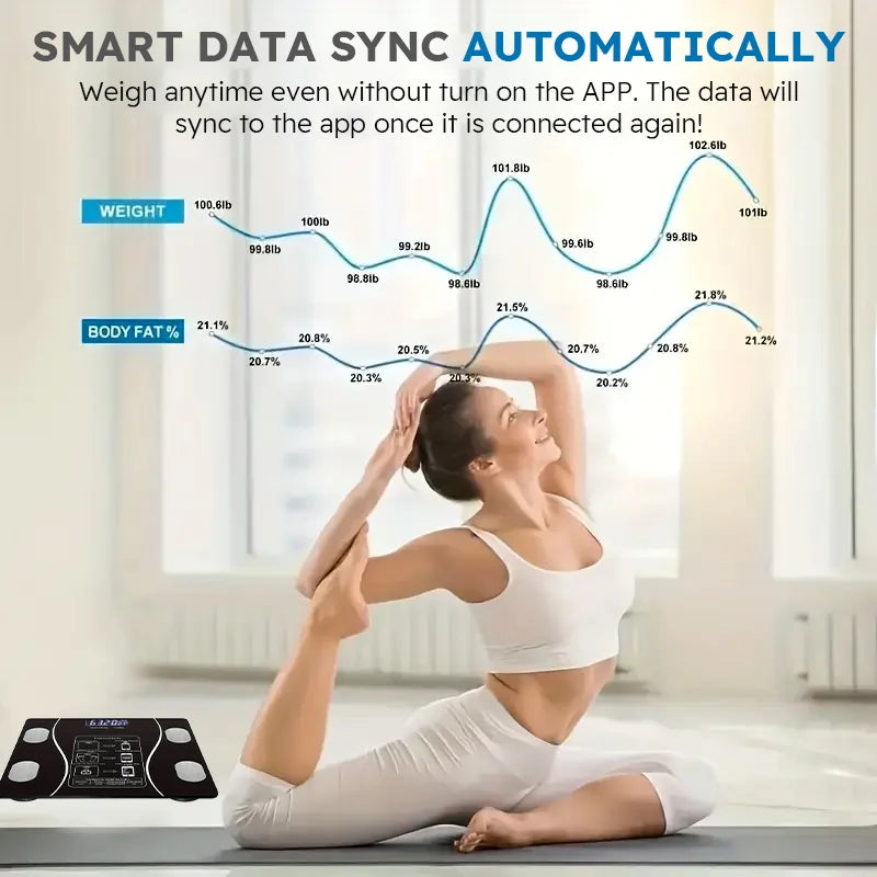 Smart Body Fat Scale Wireless LED Digital Bathroom Scale Body Composition Analyzer