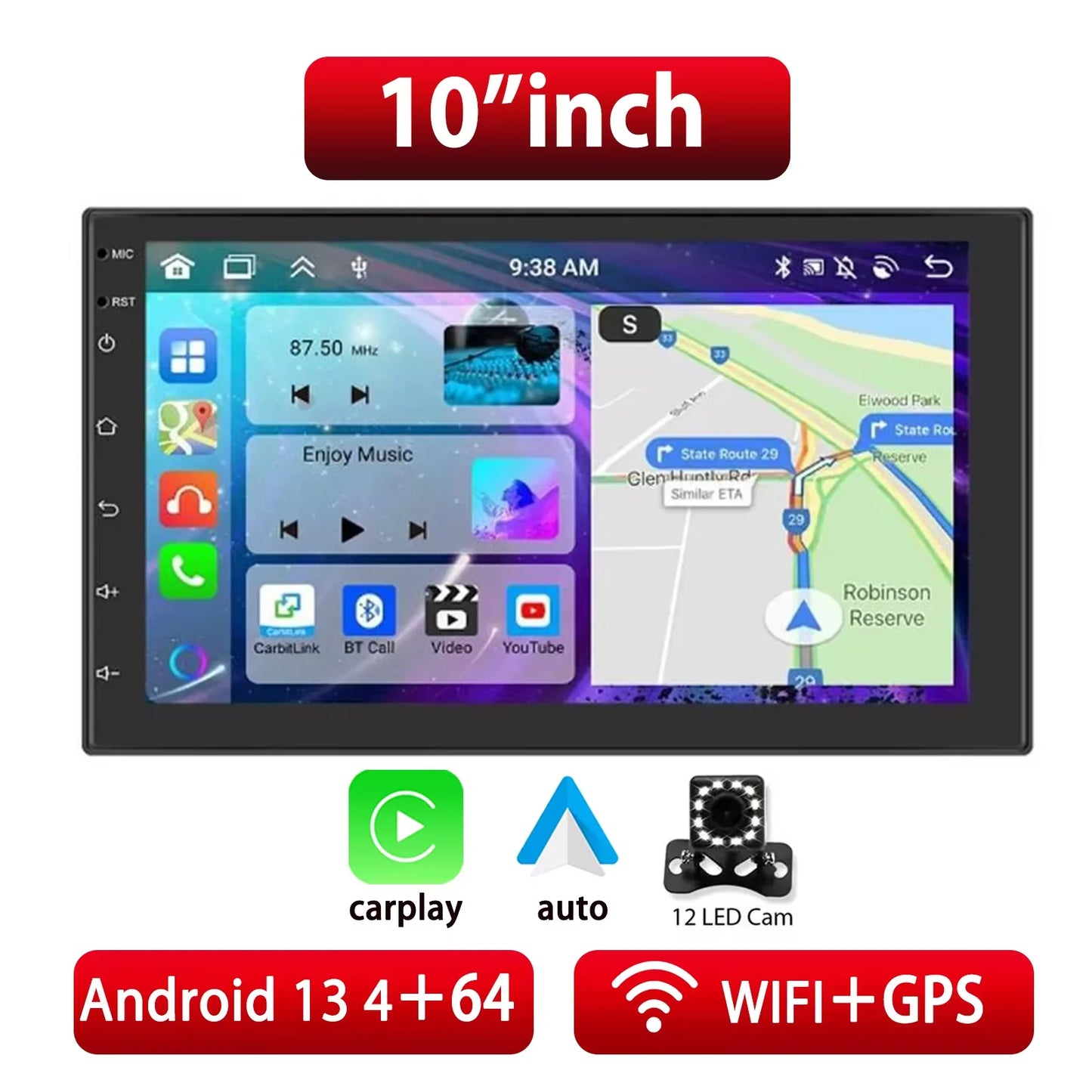 7"/9"/10" Android Car Radio with CarPlay GPS & Multimedia Player for Nissan Hyundai Tesla Style