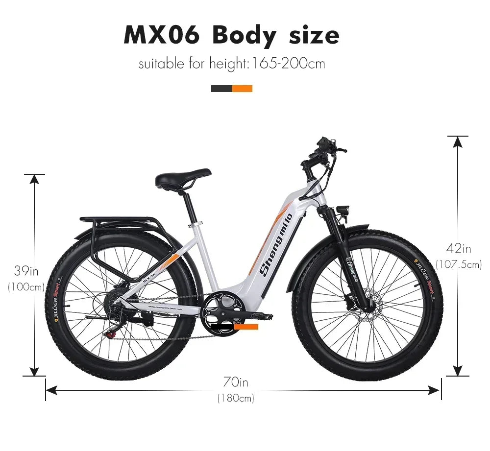 Shengmilo MX06 Electric Bike 1000W Motor 48V 17.5Ah Lithium Battery 26 Inch for Adult City Commuting