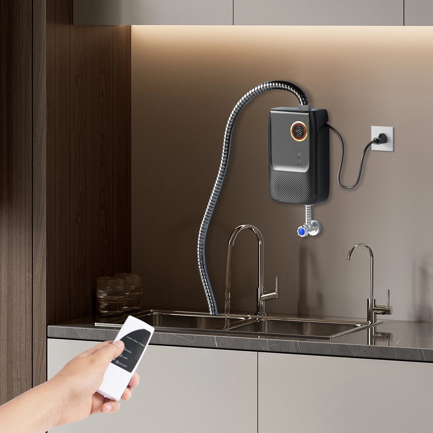 Wall Mount Instant Electric Water Heater LED Remote Touch