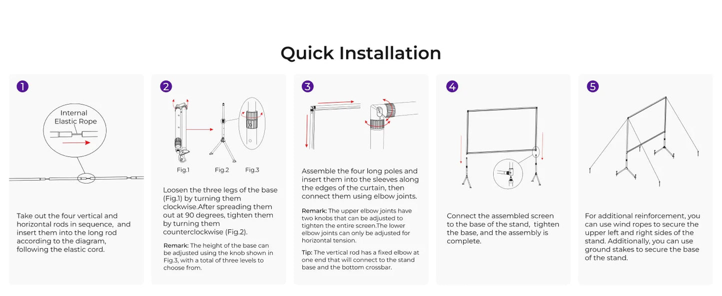 ULTIMEA EALR Projector Screen With Stand 4K HD 2.0 Gain