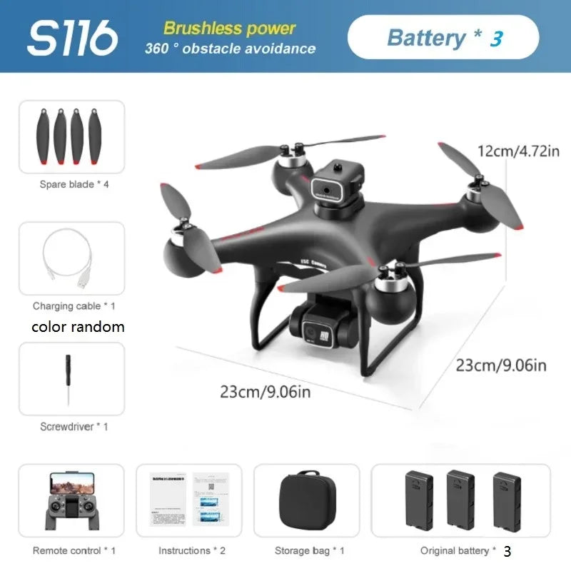 S116 MAX 8K Drone with 3 Batteries Dual Camera Optical Flow Obstacle Avoidance