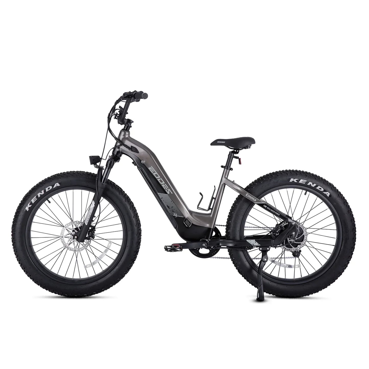 750W off-road electric bike with 52V 17Ah battery, orange color, 26-inch fat tires, LCD, and Bluetooth.