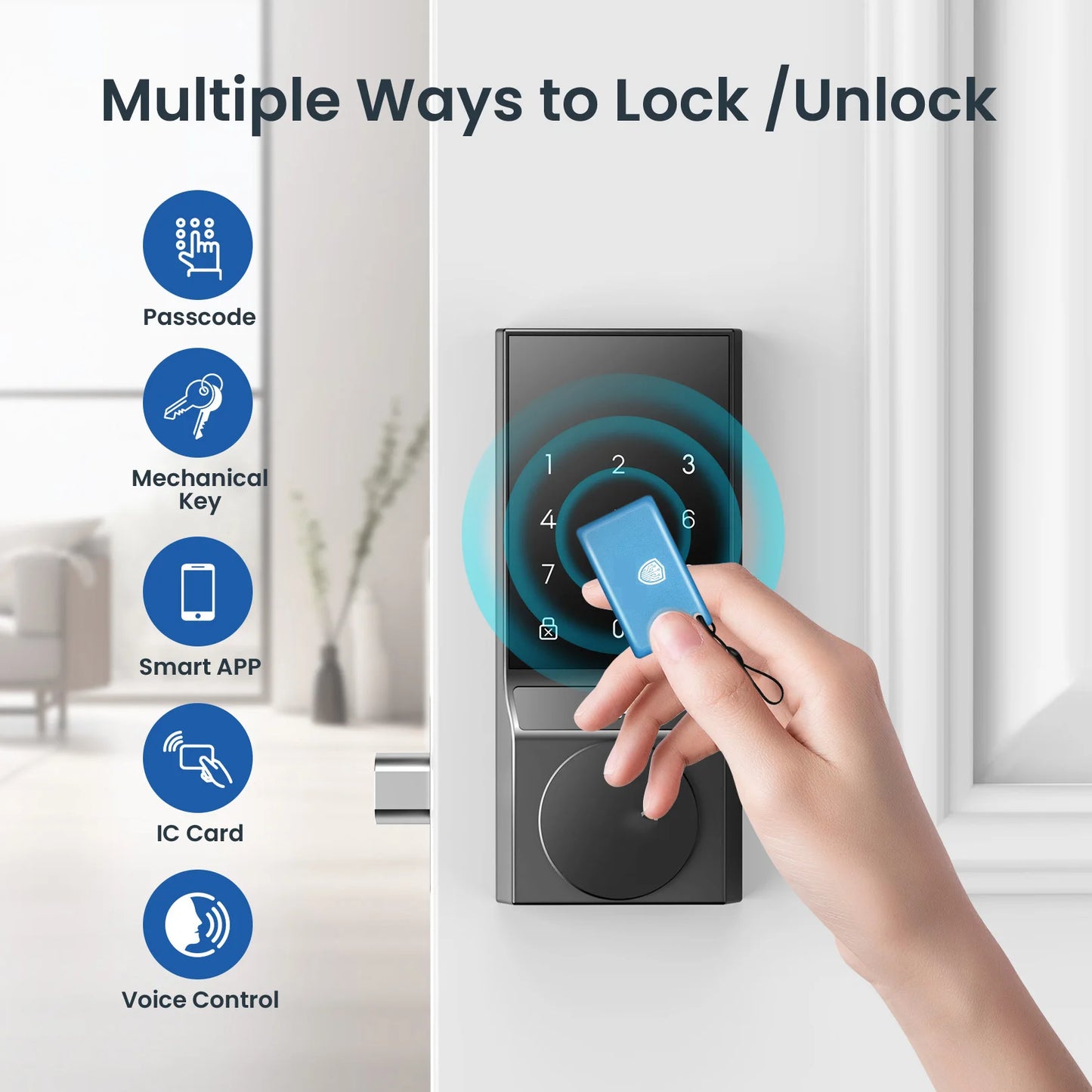 Smart Keyless Door Lock with Doorbell Bluetooth App Control and Auto Lock for Front Door