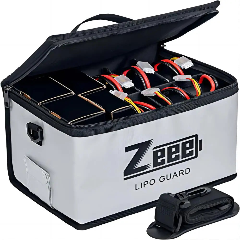 Zeee Lipo Safe Bag Fireproof Storage Pouch for Battery Charging with Adjustable 10-Cell Capacity