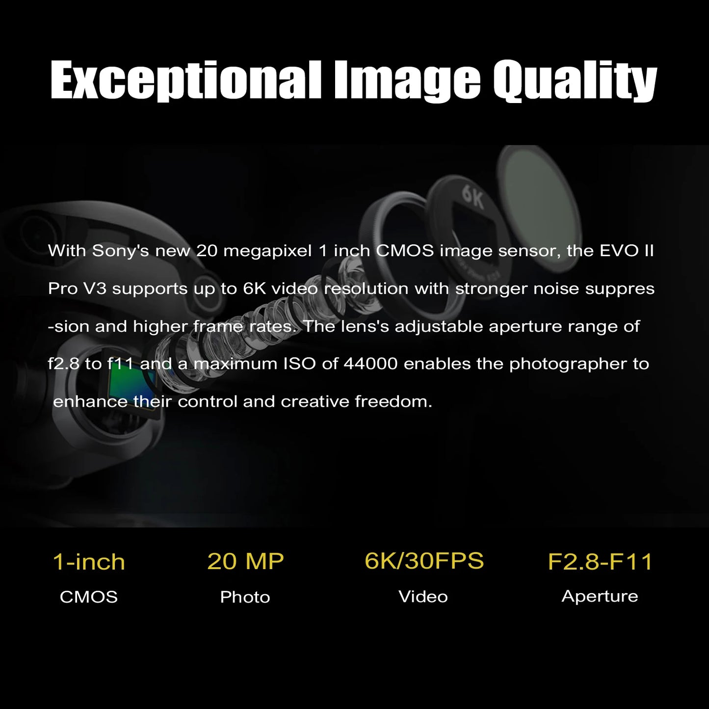 Autel EVO II Pro V3 6K Drone 1Inch CMOS HD Camera 10KM Transmission 720 Obstacle Avoidance