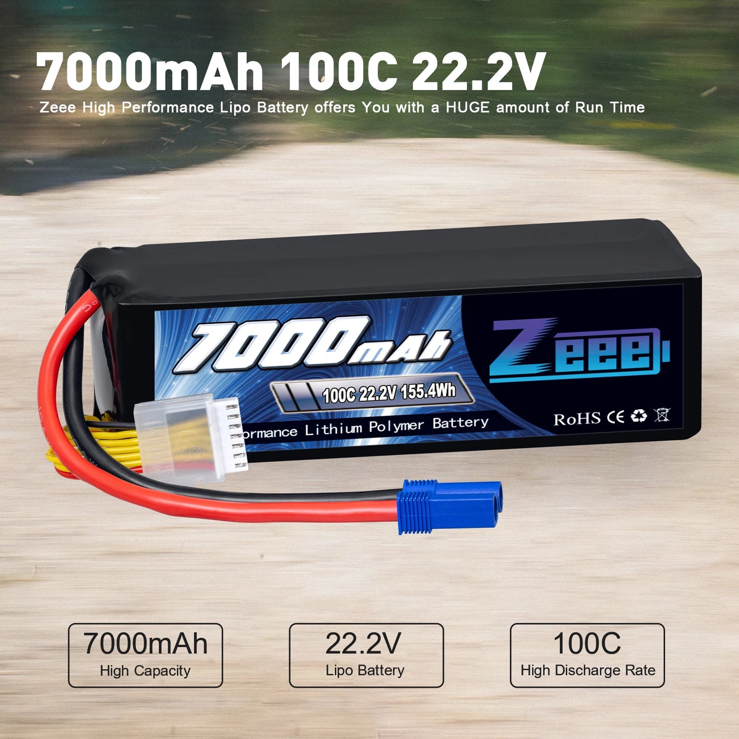 2pcs Zeee Lipo Battery 4S 6S 22.2V 100C 7000mAh Softcase with EC5 Plug for RC Vehicle Parts