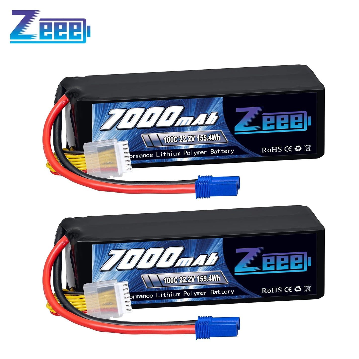 2pcs Zeee Lipo Battery 4S 6S 22.2V 100C 7000mAh Softcase with EC5 Plug for RC Vehicle Parts