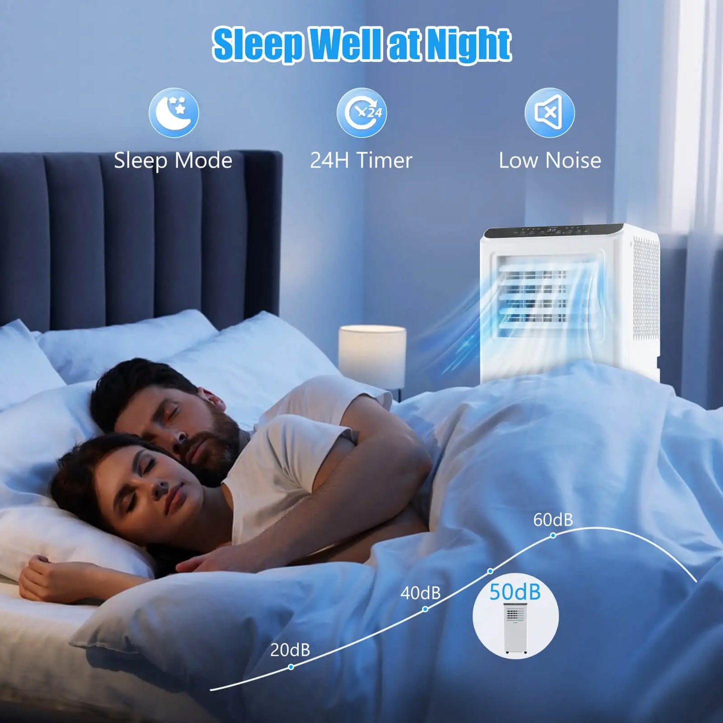 8000 BTU Portable Air Conditioner – 3-in-1 Cooler, Dehumidifier & Fan with Timer