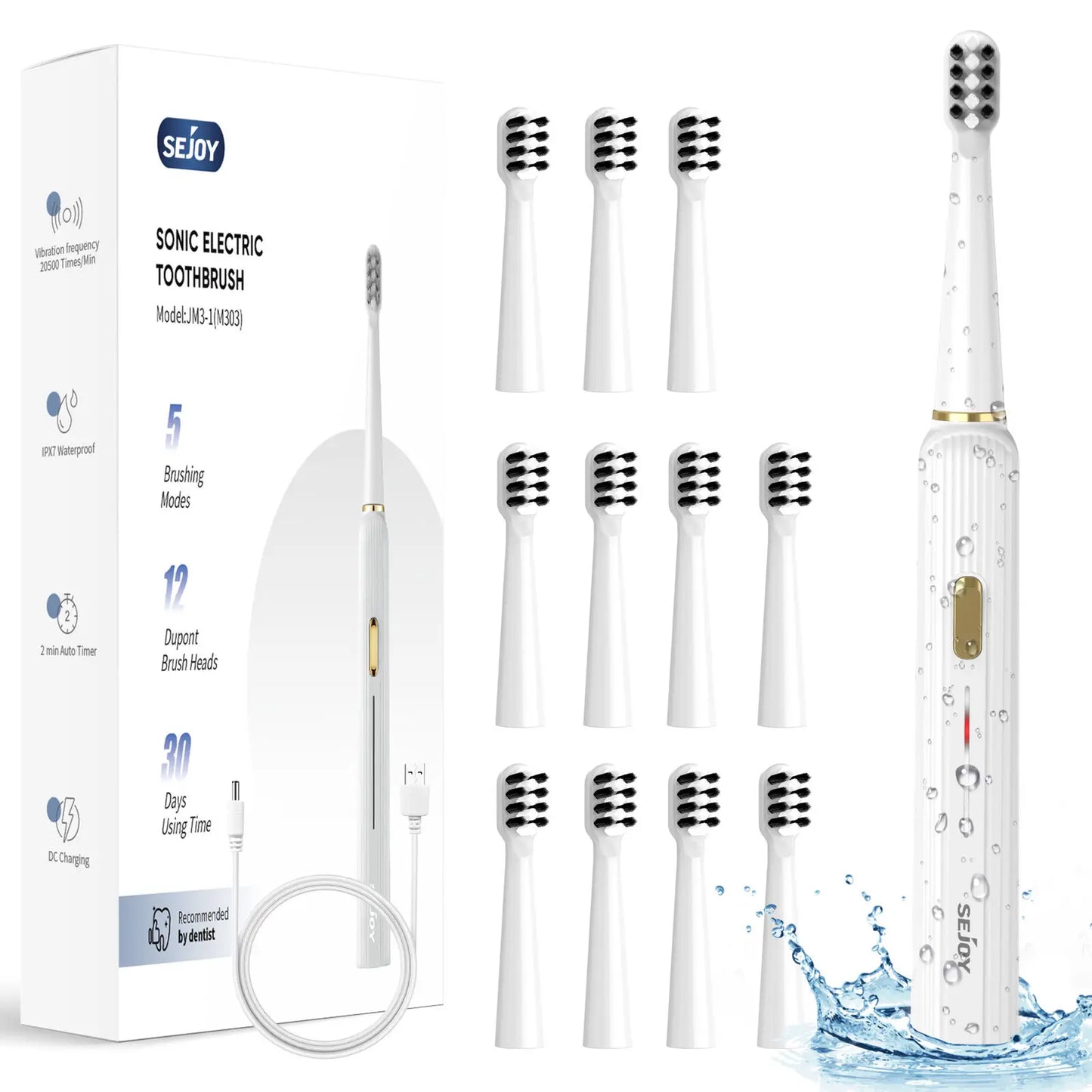 Sejoy Sonic Electric Toothbrush for Adults Rechargeable 5 Modes Personal Care