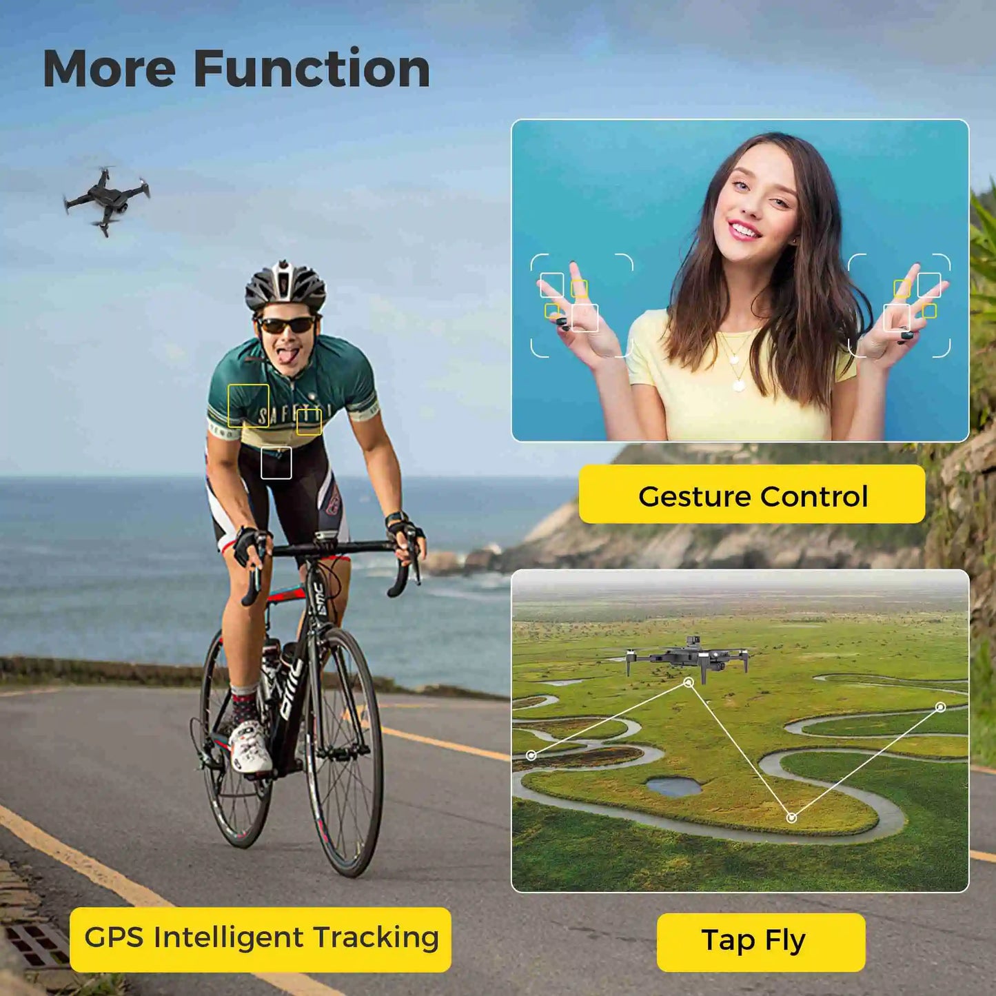 RC Brushless GPS Drone with Remote Long Flight 2 Batteries Quadcopter