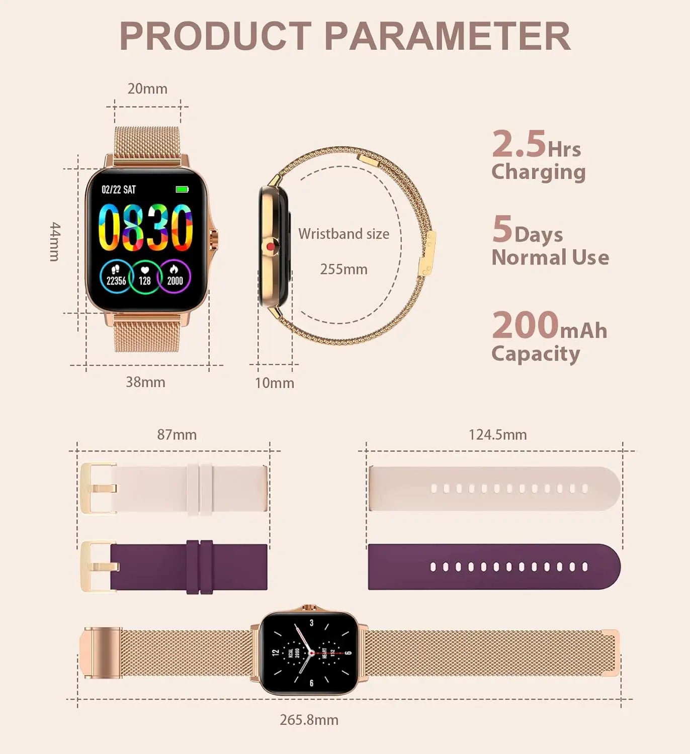Smart Watch for Women Call Dial Fitness Tracker Heart Rate Sleep Monitor Pedometer
