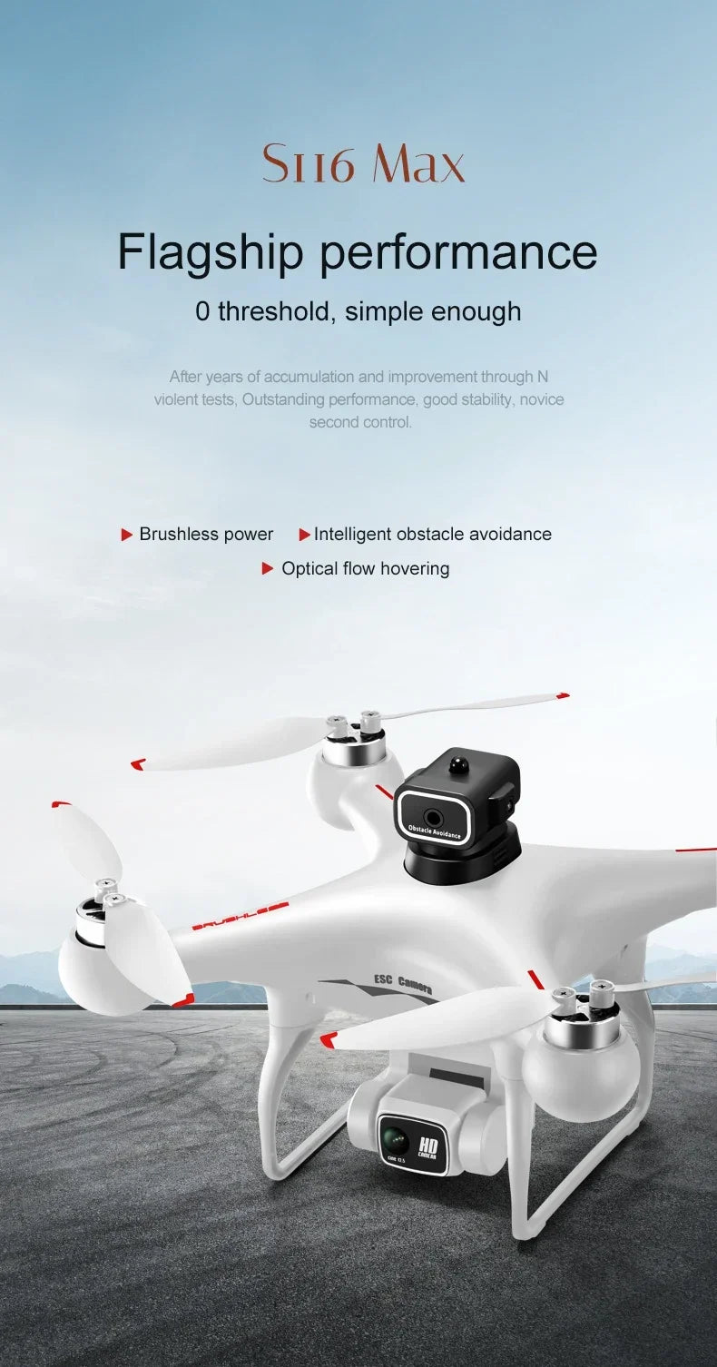 S116 MAX 8K Drone with 3 Batteries Dual Camera Optical Flow Obstacle Avoidance