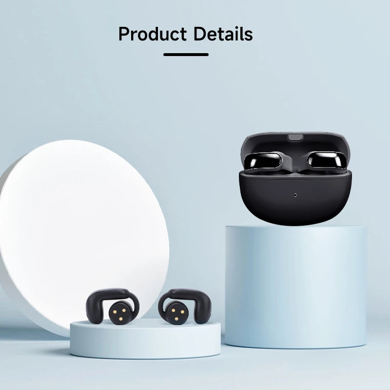 New Wireless Bluetooth 5.3 Earbuds Waterproof Sweatproof Noise Reduction Ear Clip Sport Earphones With Charging Case