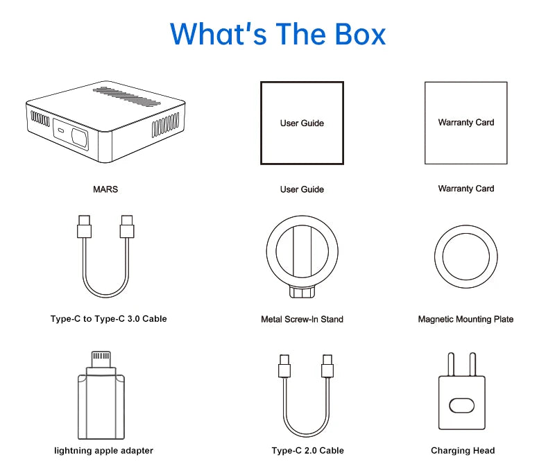 8849 Mars Mini Projector HD 1080P Auto Focus Outdoor Beamer