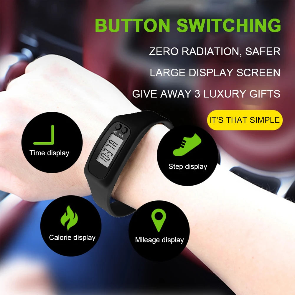 LED Pedometer Bracelet Calorie Counter Fitness Watch