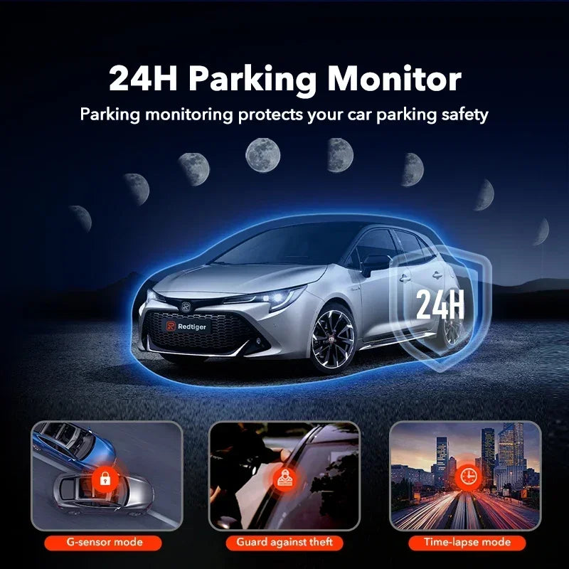 REDTIGER 4K Dash Cam Front and Rear with WiFi, GPS, and 24H Parking Mode