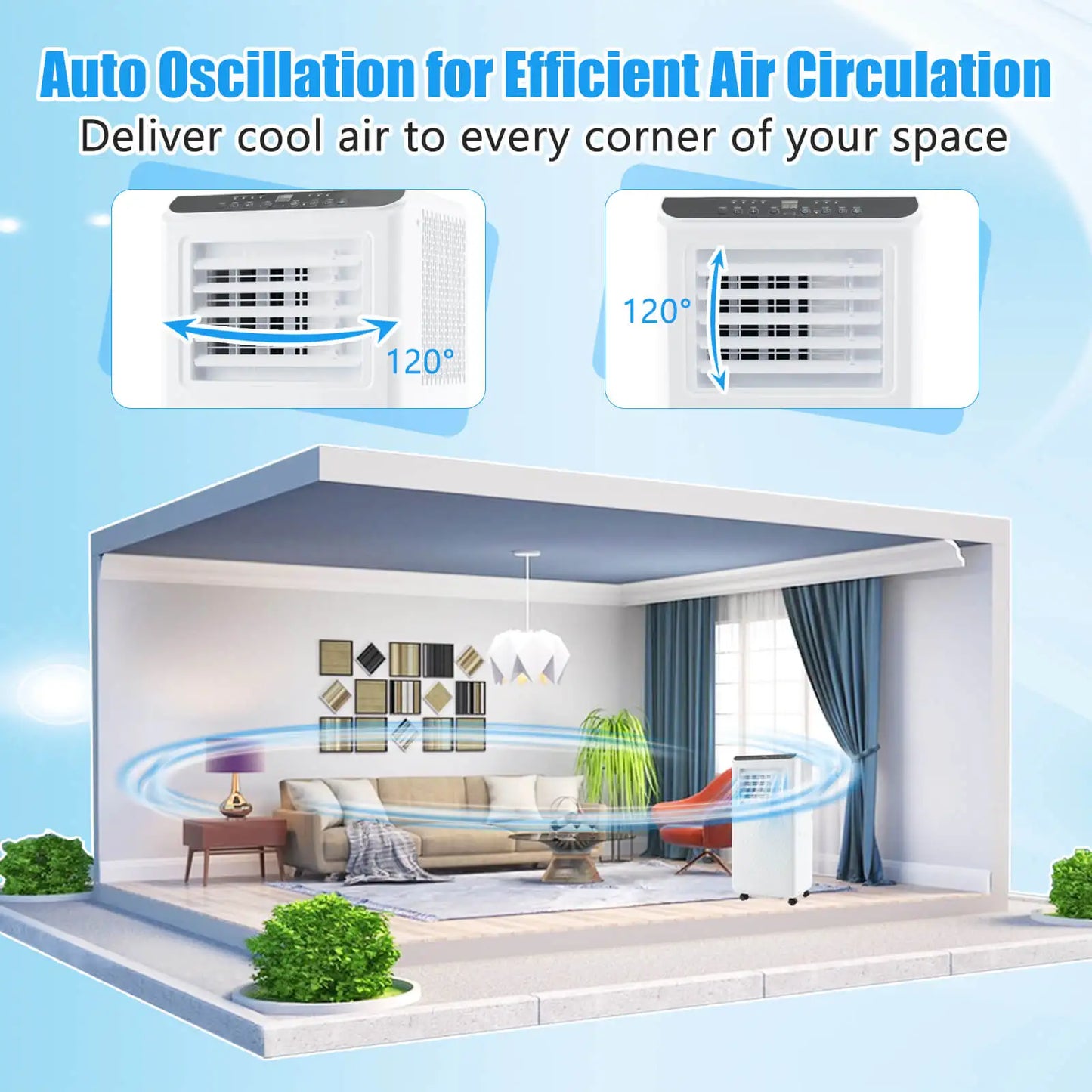 8000 BTU Portable Air Conditioner – 3-in-1 Cooler, Dehumidifier & Fan with Timer