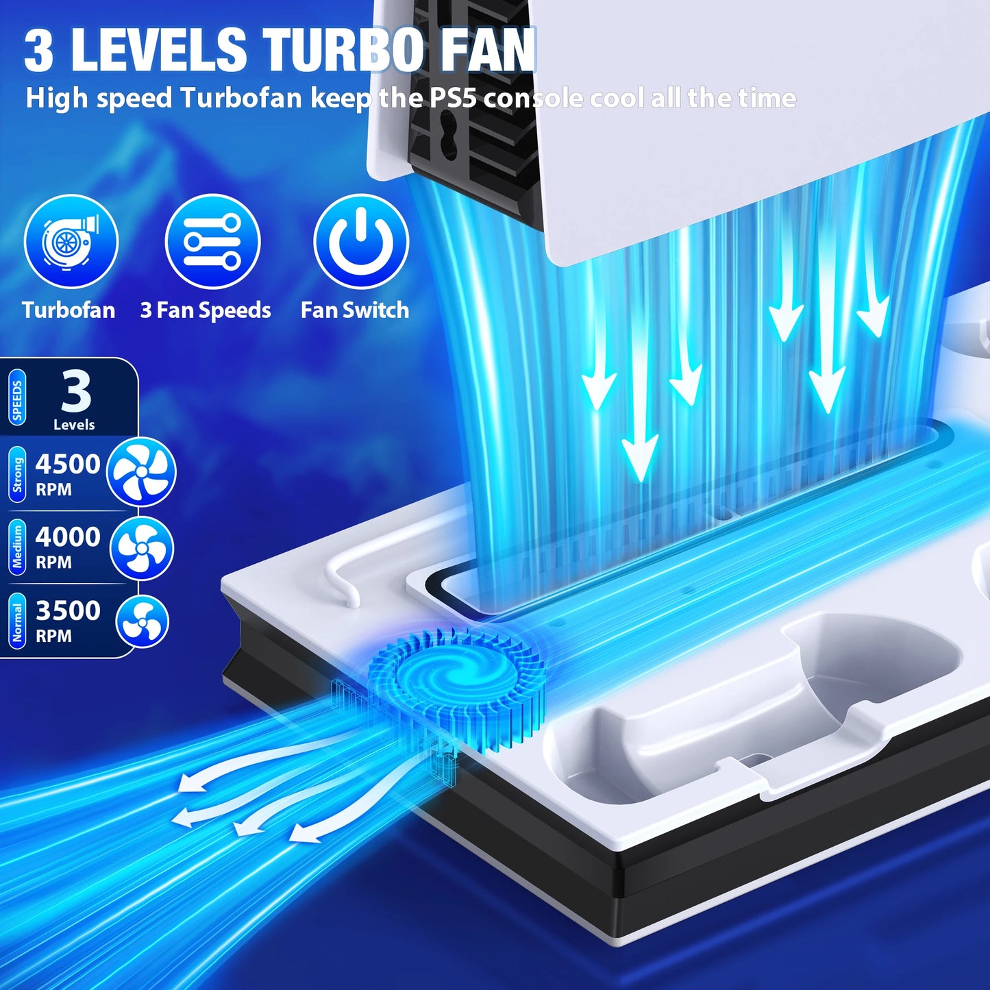 PS5 Stand Cooling Station Controller Charger for Slim Disc Digital Console